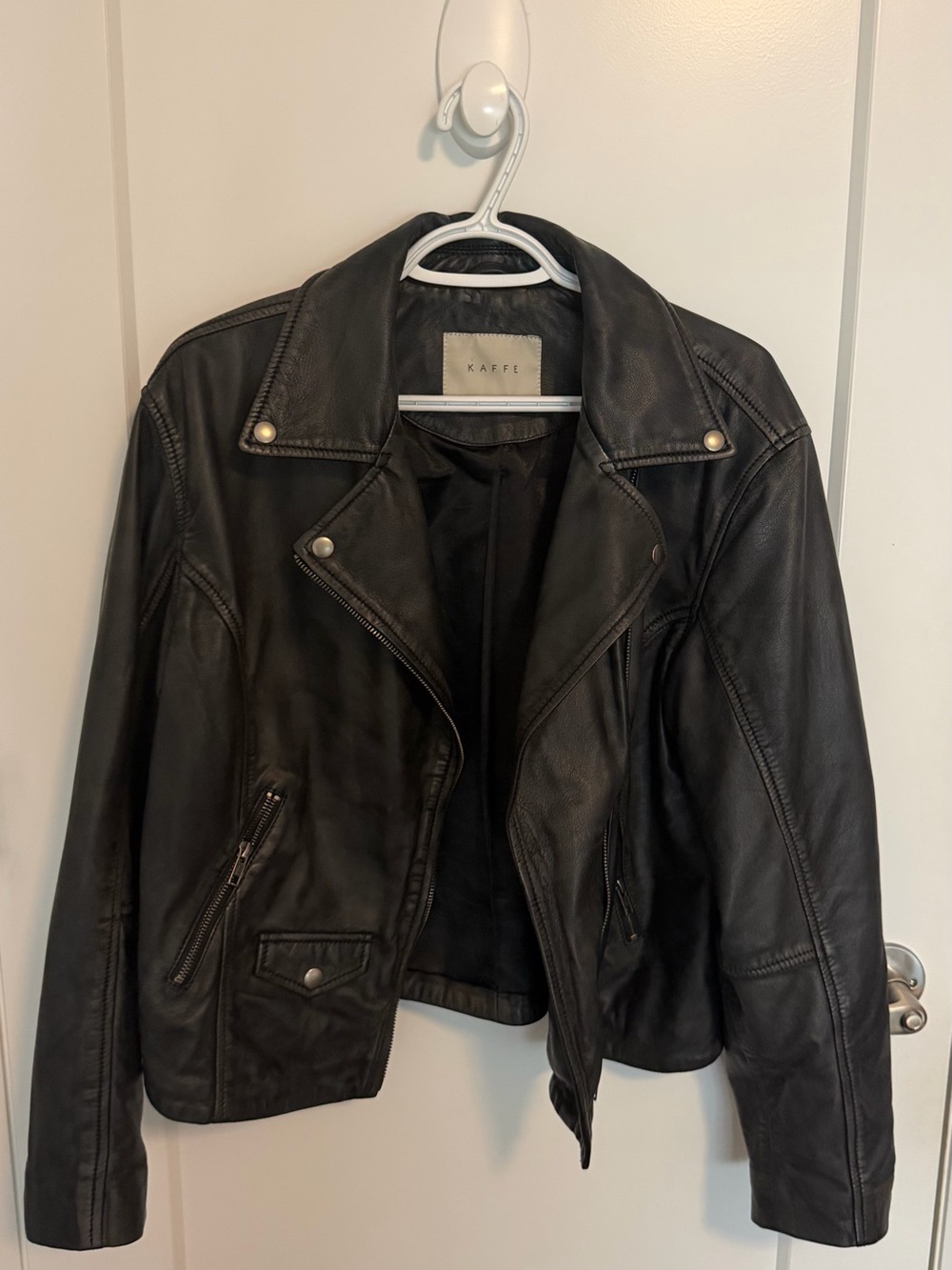 KAFFE Black Leather Moto Jacket